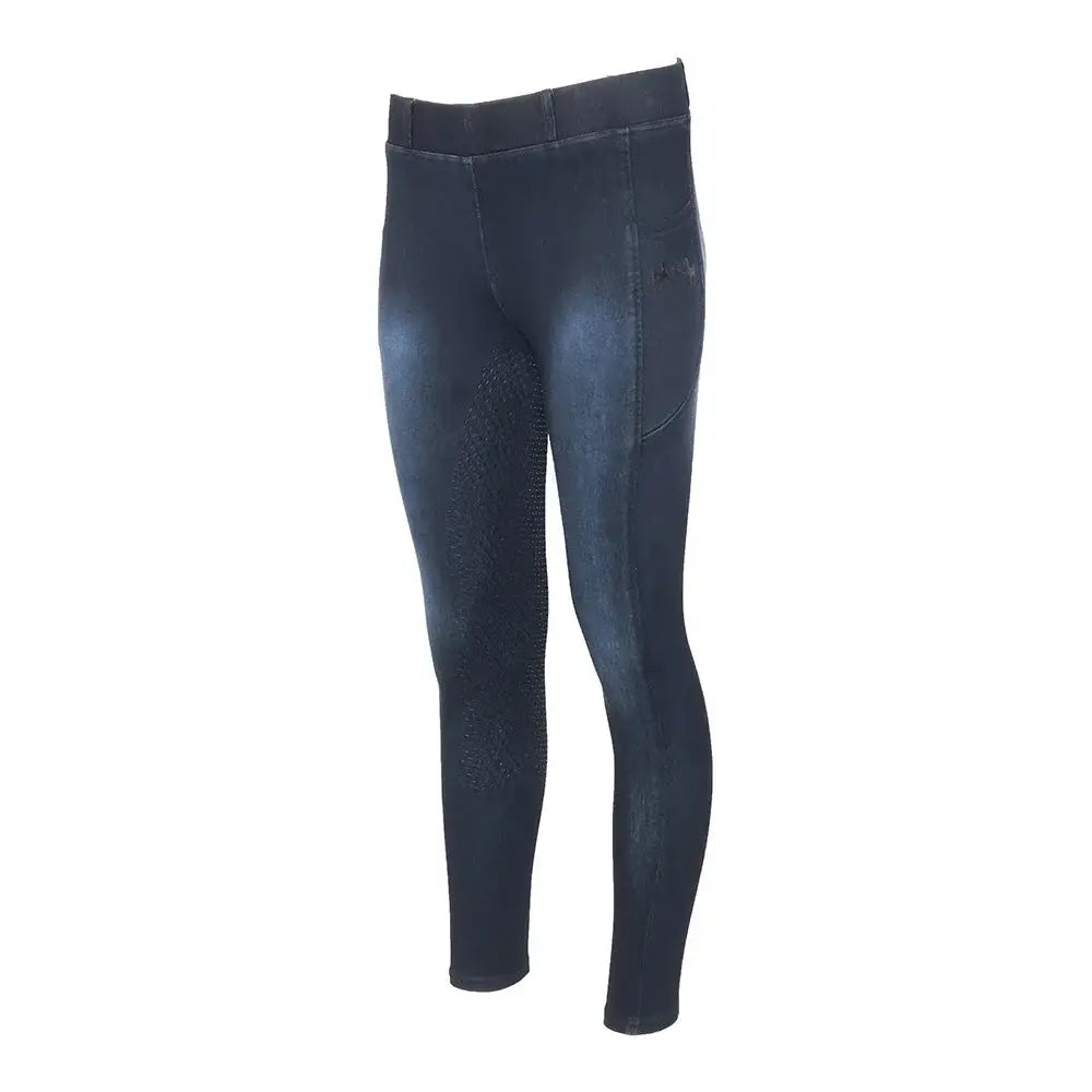Equine Couture Ladies Denim Full Seat Silicon Tights with Phone Pocket - Breeches.com - Flyclothing LLC