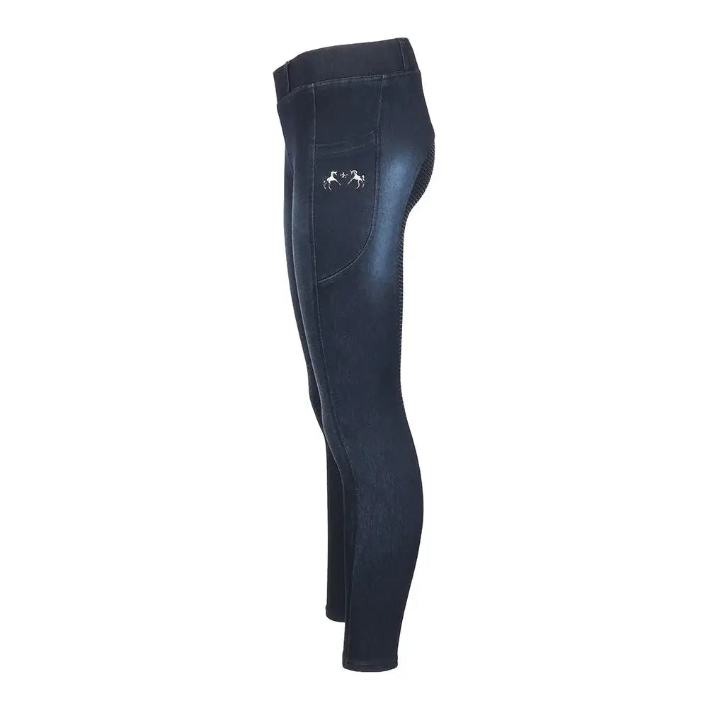 Equine Couture Ladies Denim Full Seat Silicon Tights with Phone Pocket - Breeches.com - Flyclothing LLC