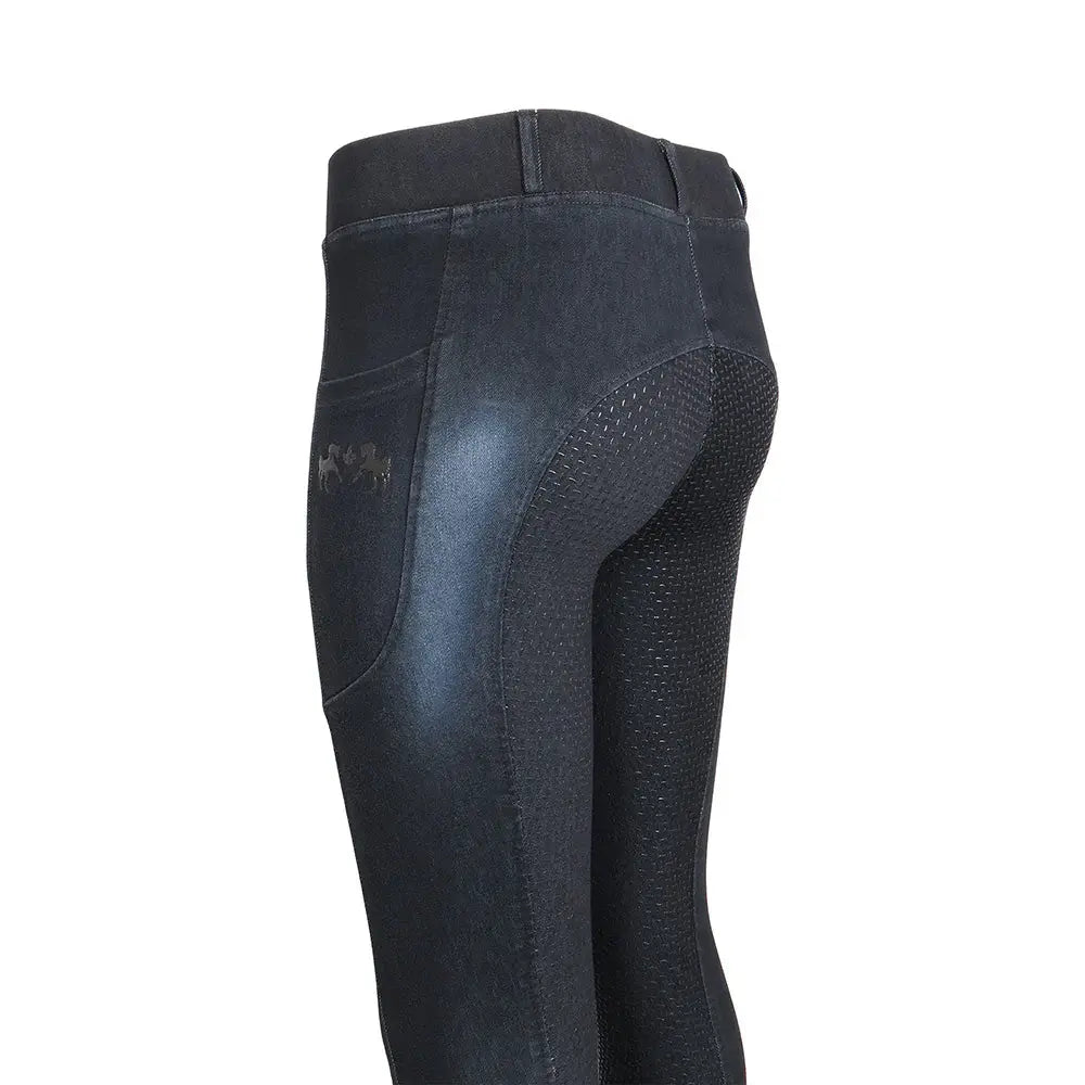 Equine Couture Ladies Denim Full Seat Silicon Tights with Phone Pocket - Breeches.com - Flyclothing LLC