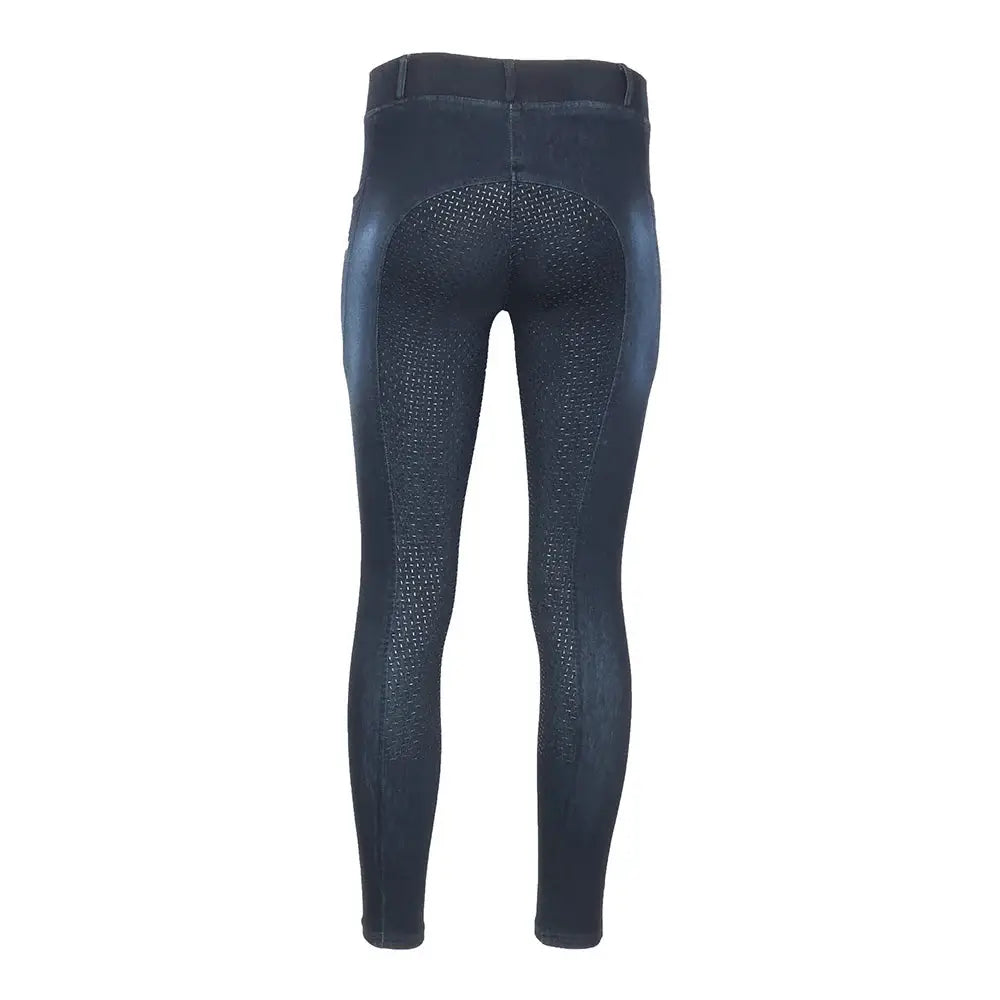 Equine Couture Ladies Denim Full Seat Silicon Tights with Phone Pocket - Breeches.com - Flyclothing LLC