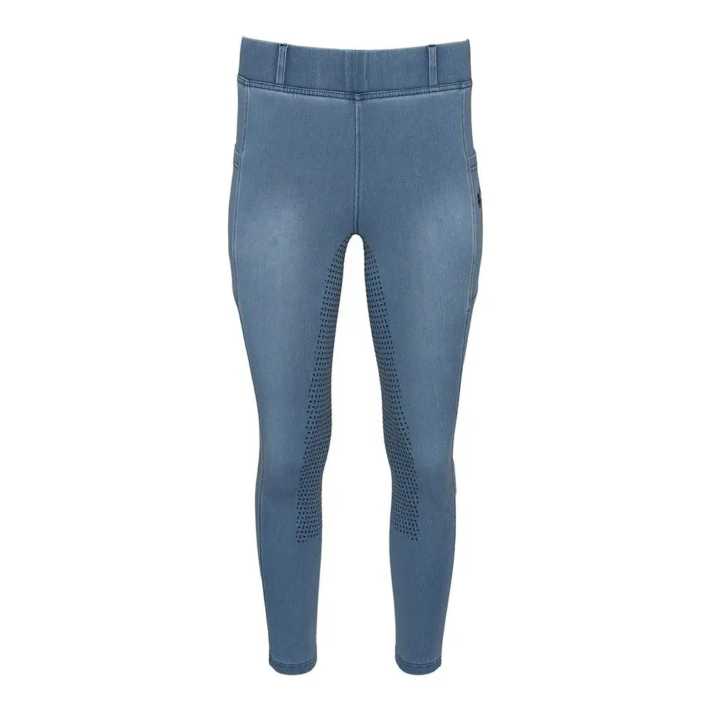 Equine Couture Ladies Denim Full Seat Silicon Tights with Phone Pocket - Breeches.com - Flyclothing LLC