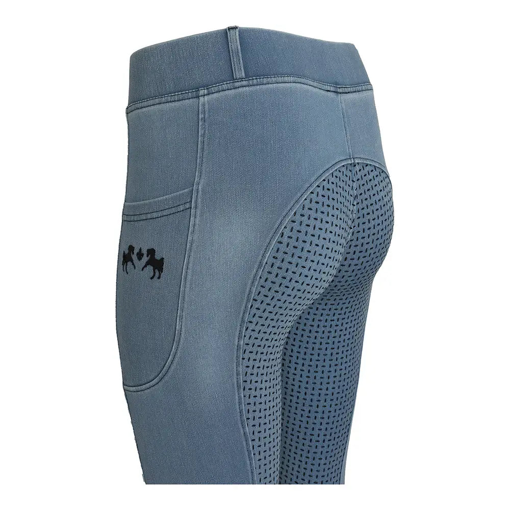 Equine Couture Ladies Denim Full Seat Silicon Tights with Phone Pocket - Breeches.com - Flyclothing LLC