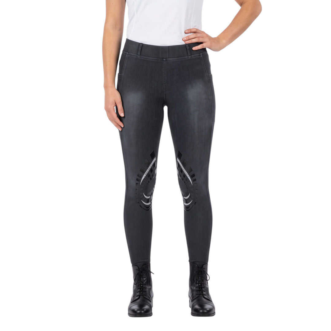 Equine Couture Ladies Denim Silicon Knee Patch Tights with Phone Pocket - Breeches.com - Flyclothing LLC