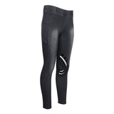 Equine Couture Ladies Denim Silicon Knee Patch Tights with Phone Pocket - Breeches.com - Flyclothing LLC