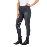 Equine Couture Ladies Denim Silicon Knee Patch Tights with Phone Pocket - Breeches.com - Flyclothing LLC