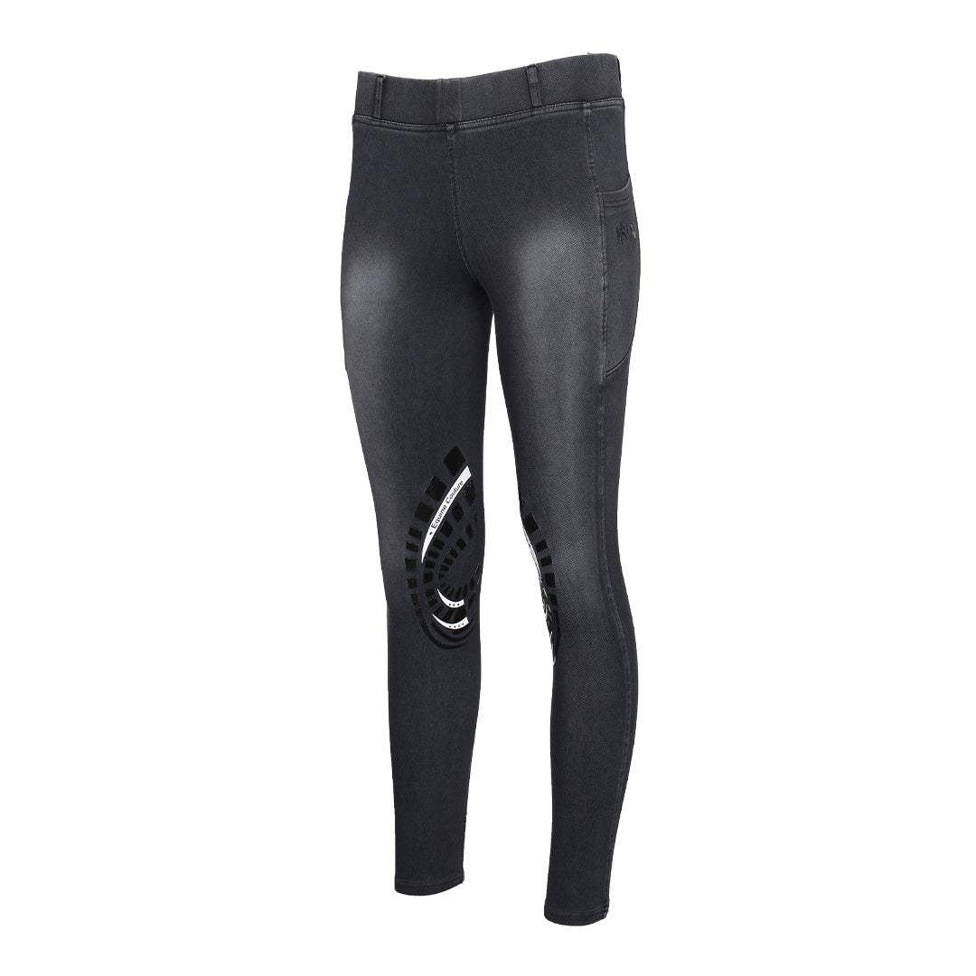 Equine Couture Ladies Denim Silicon Knee Patch Tights with Phone Pocket - Breeches.com - Flyclothing LLC
