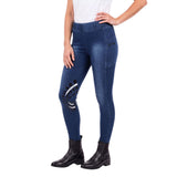 Equine Couture Ladies Denim Silicon Knee Patch Tights with Phone Pocket - Breeches.com - Flyclothing LLC