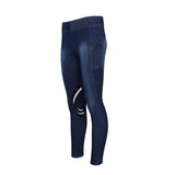Equine Couture Ladies Denim Silicon Knee Patch Tights with Phone Pocket - Breeches.com - Flyclothing LLC