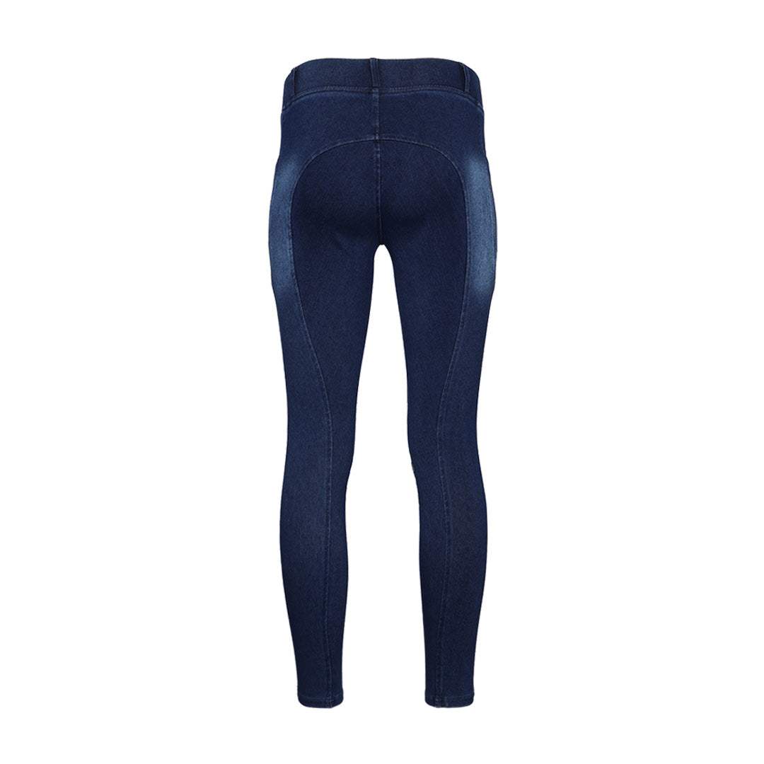 Equine Couture Ladies Denim Silicon Knee Patch Tights with Phone Pocket - Breeches.com - Flyclothing LLC