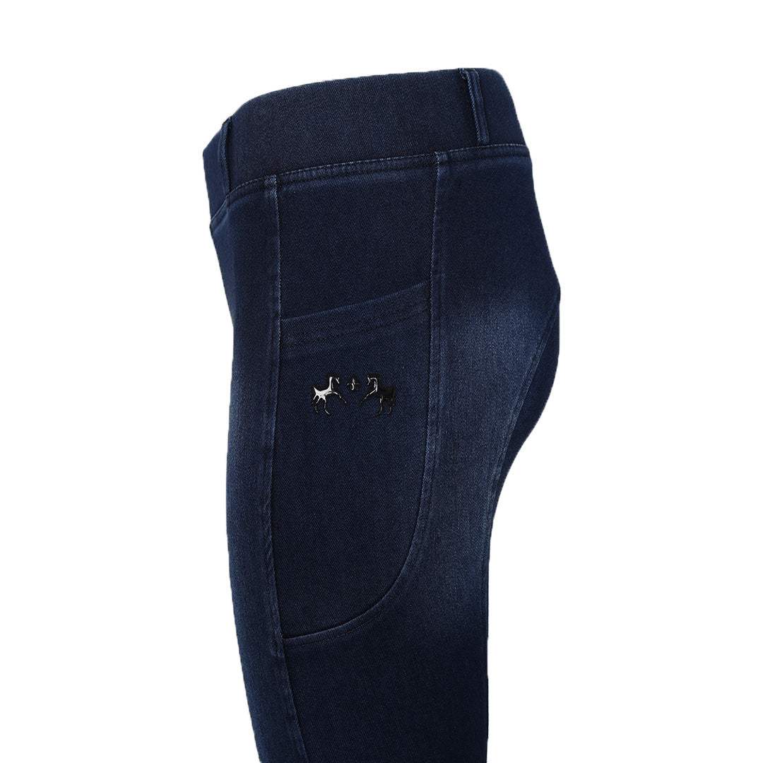 Equine Couture Ladies Denim Silicon Knee Patch Tights with Phone Pocket - Breeches.com - Flyclothing LLC