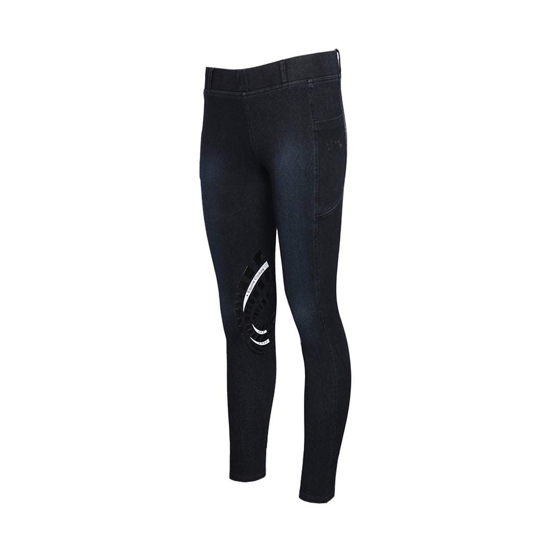 Equine Couture Ladies Denim Silicon Knee Patch Tights with Phone Pocket - Breeches.com - Flyclothing LLC