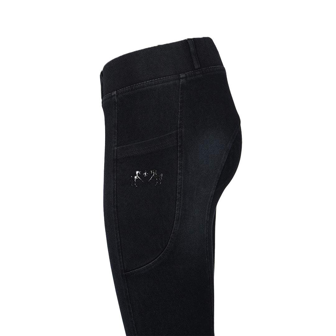 Equine Couture Ladies Denim Silicon Knee Patch Tights with Phone Pocket - Breeches.com - Flyclothing LLC