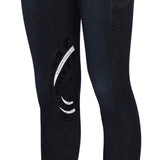 Equine Couture Ladies Denim Silicon Knee Patch Tights with Phone Pocket - Breeches.com - Flyclothing LLC