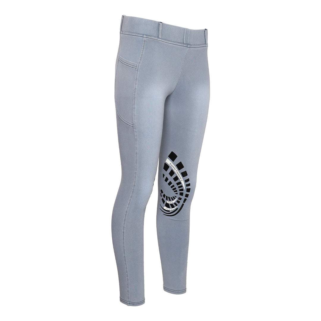 Equine Couture Ladies Denim Silicon Knee Patch Tights with Phone Pocket - Breeches.com - Flyclothing LLC