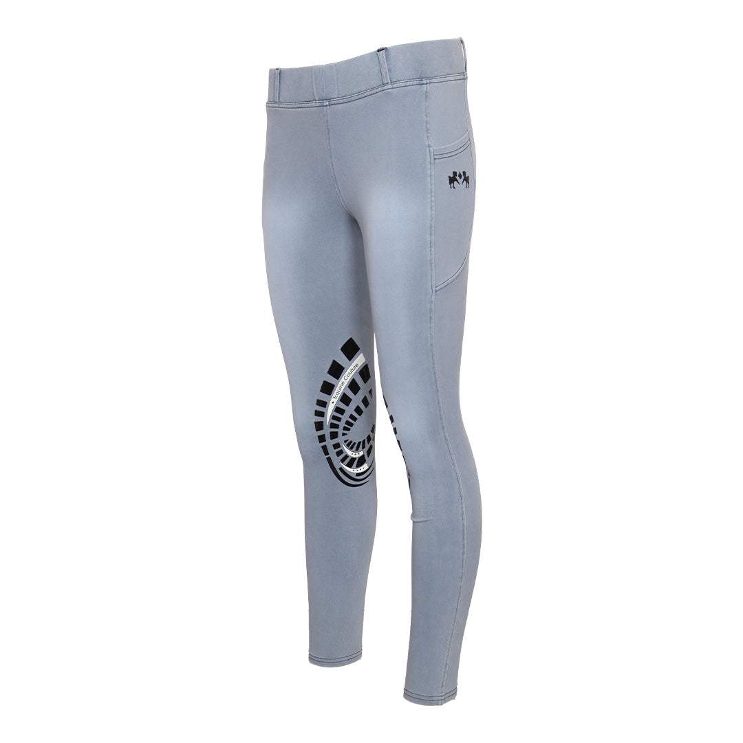 Equine Couture Ladies Denim Silicon Knee Patch Tights with Phone Pocket - Breeches.com - Flyclothing LLC