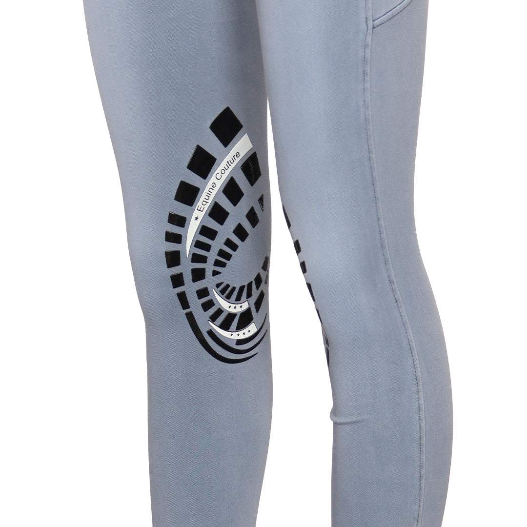 Equine Couture Ladies Denim Silicon Knee Patch Tights with Phone Pocket - Breeches.com - Flyclothing LLC