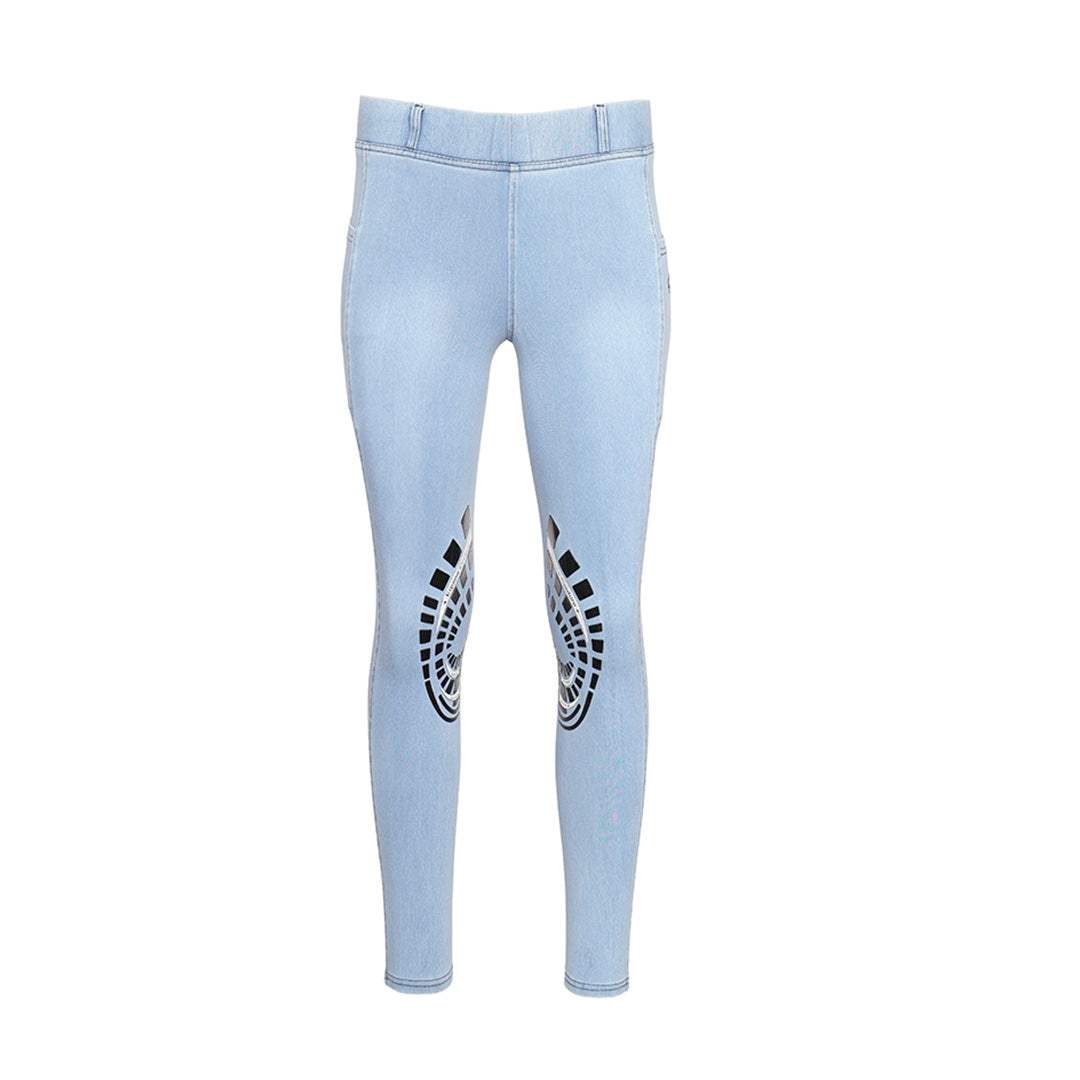 Equine Couture Ladies Denim Silicon Knee Patch Tights with Phone Pocket - Breeches.com - Flyclothing LLC