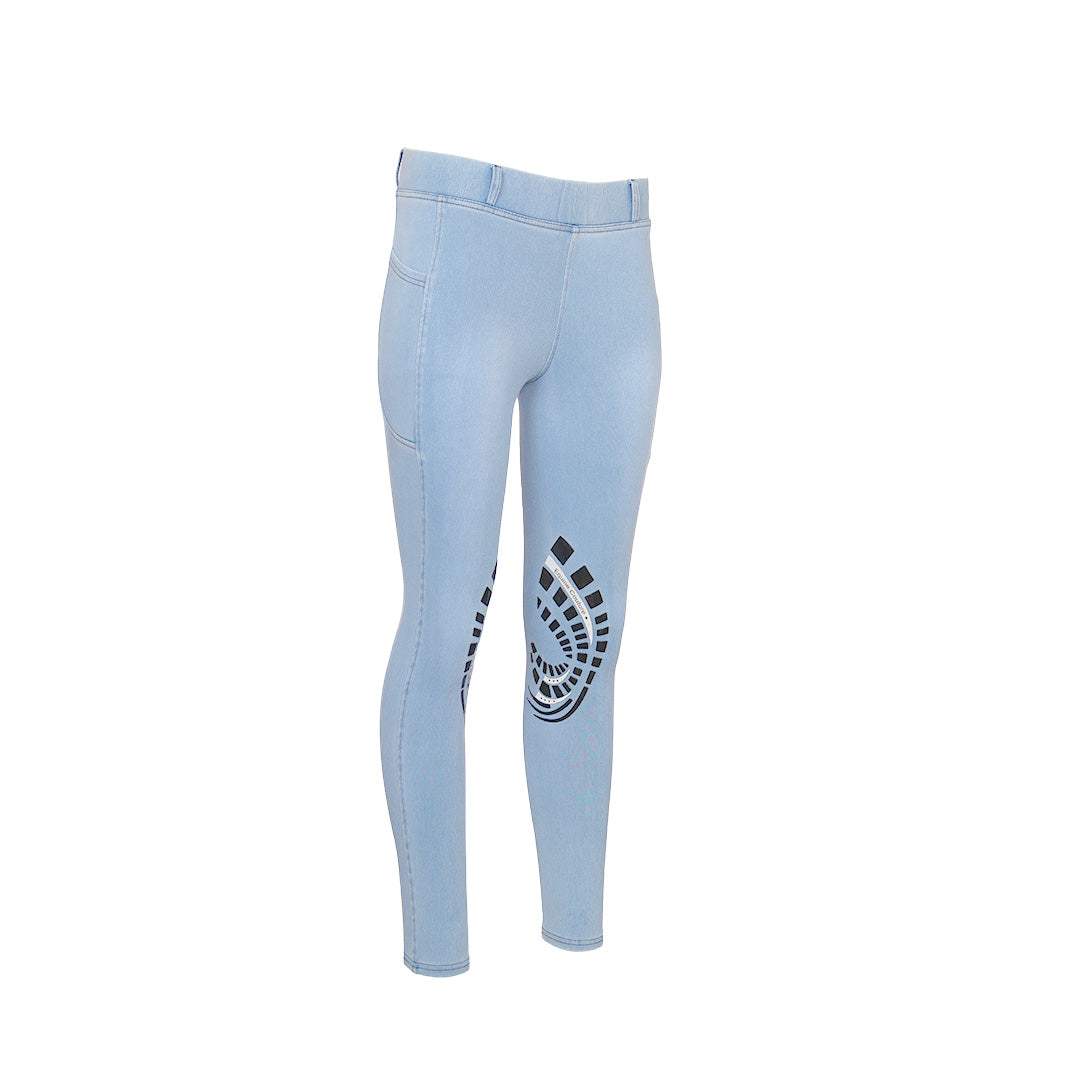 Equine Couture Ladies Denim Silicon Knee Patch Tights with Phone Pocket - Breeches.com - Flyclothing LLC
