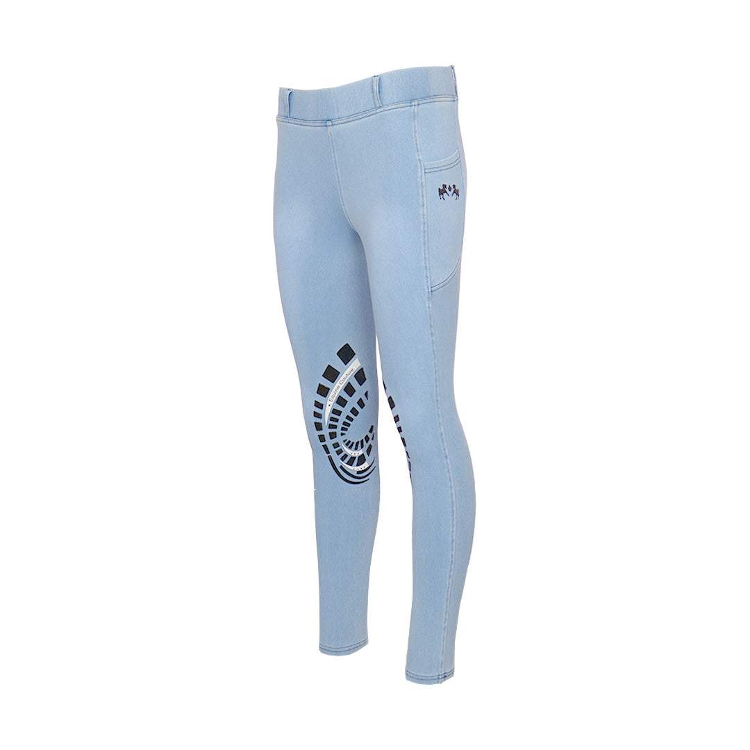 Equine Couture Ladies Denim Silicon Knee Patch Tights with Phone Pocket - Breeches.com - Flyclothing LLC
