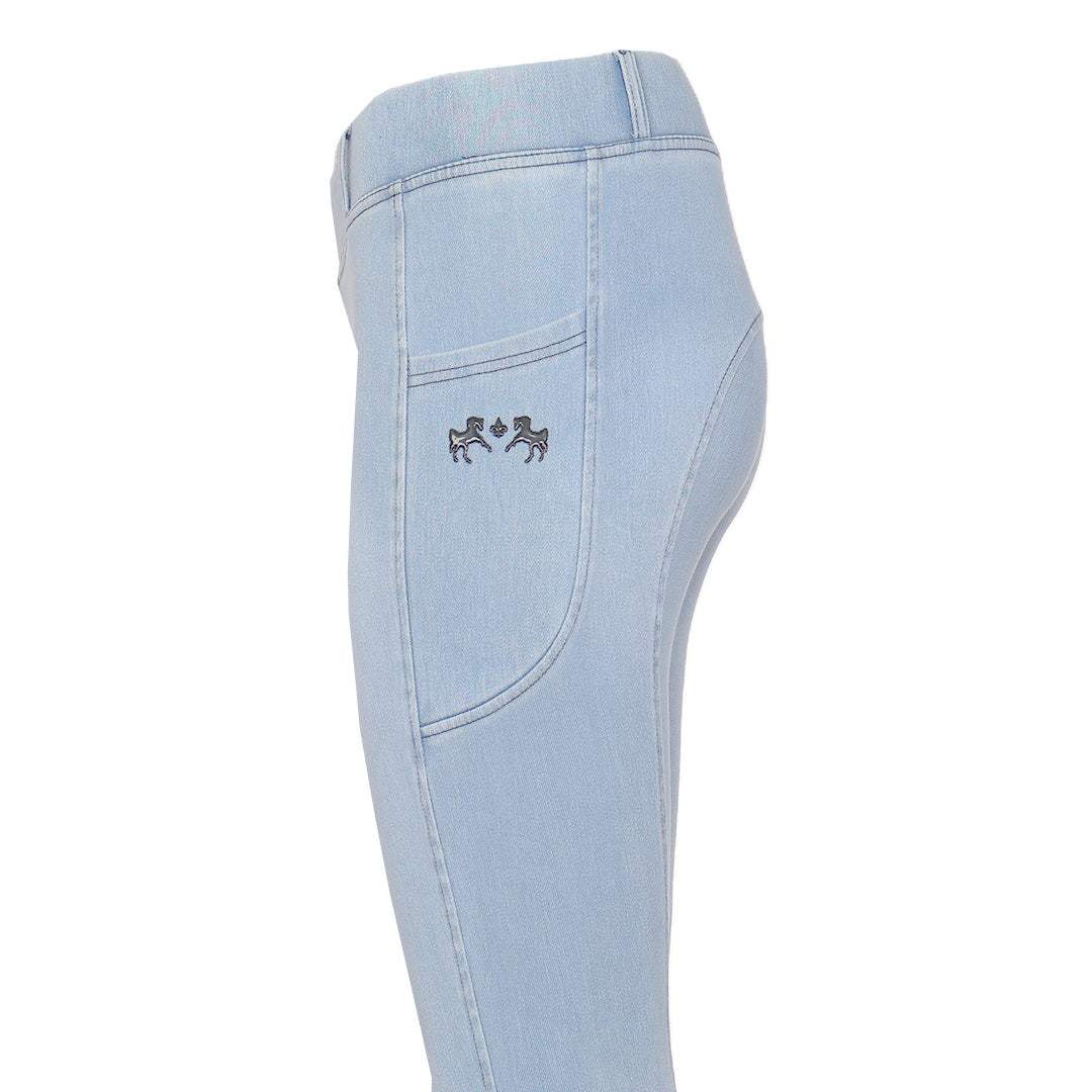 Equine Couture Ladies Denim Silicon Knee Patch Tights with Phone Pocket - Breeches.com - Flyclothing LLC