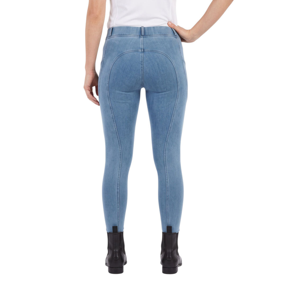 Equine Couture Ladies Denim Silicon Knee Patch Tights with Phone Pocket - Breeches.com - Flyclothing LLC
