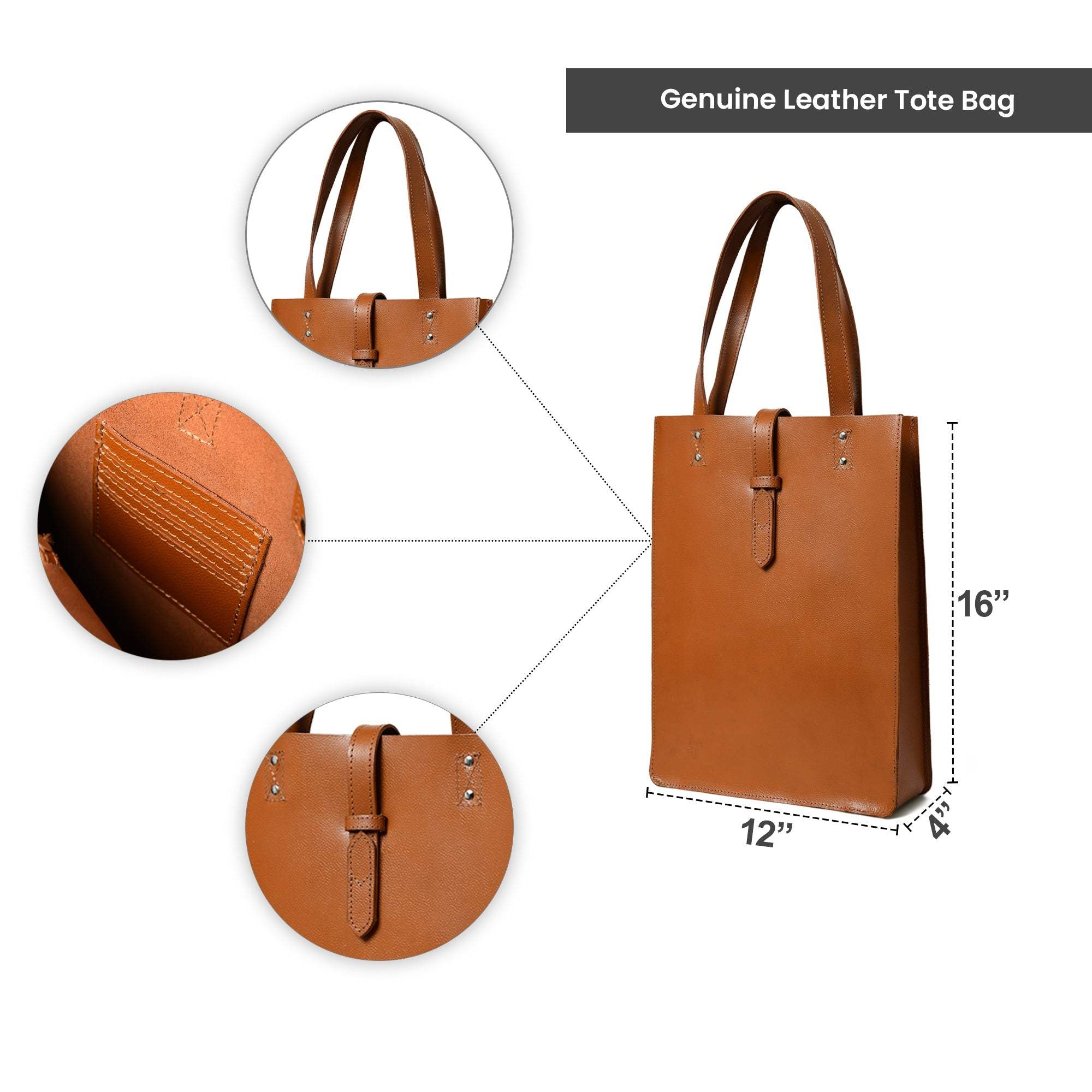Chestnut Elegance Leather Tote - Classy Leather Bags - Flyclothing LLC