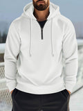 Men's Full Size Quarter Zip Long Sleeve Drawstring Hoodie Plus Size - Trendsi
