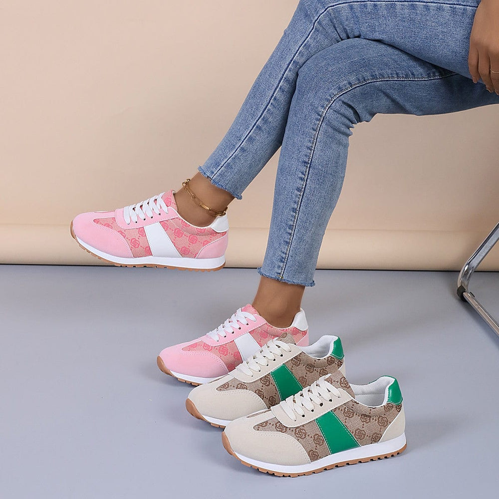 Contrast Round Toe Flat Sneakers - Trendsi