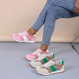 Contrast Round Toe Flat Sneakers - Trendsi
