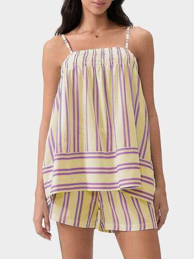 Smocked Square Neck Cami and Shorts Set - Trendsi - Flyclothing LLC