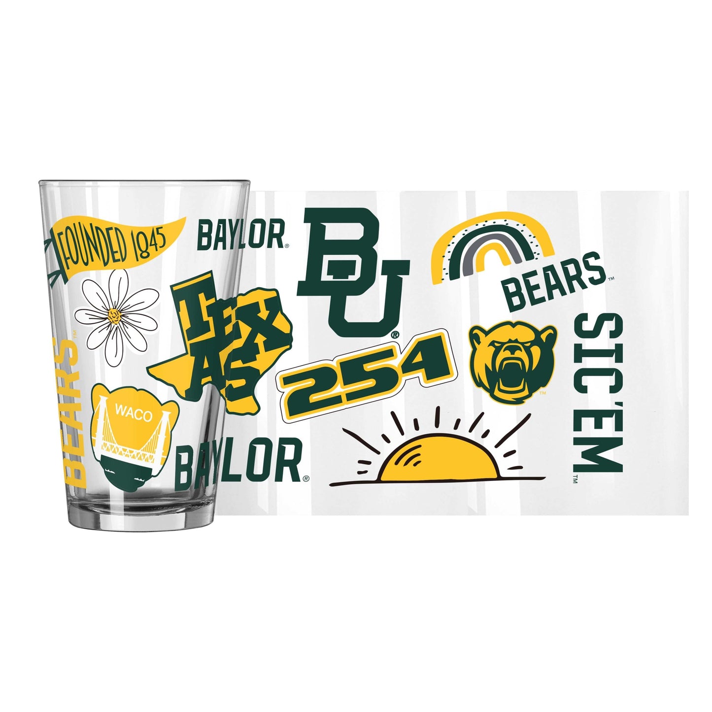 Baylor 16oz Native Pint Glass - Logo Brands - Flyclothing LLC