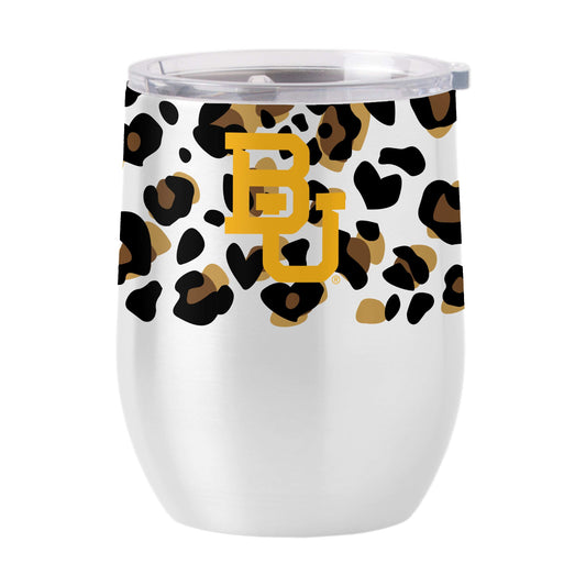 Baylor 16oz Neutral Leopard Stainless Curved Beverage - Logo Brands - Flyclothing LLC