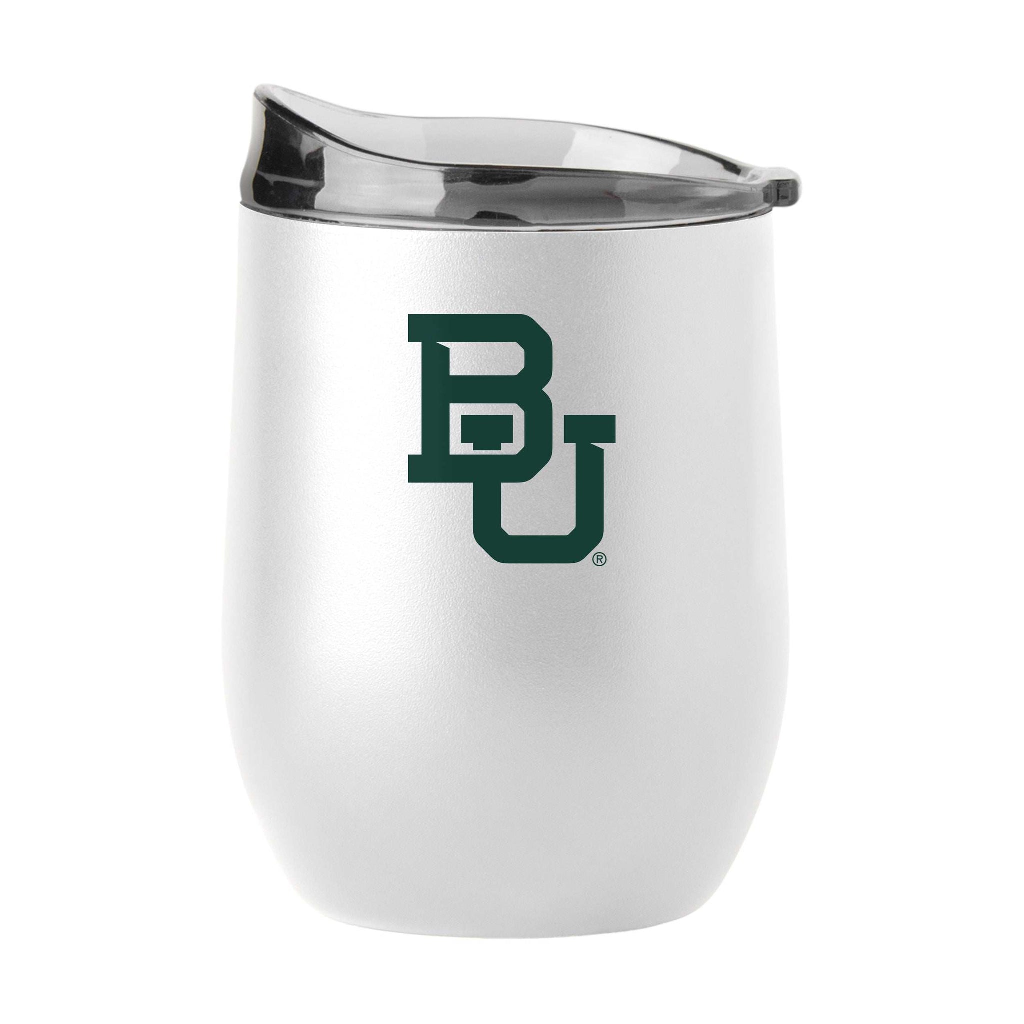 Baylor 16oz Swagger White Powder Coat Curved Beverage - Logo Brands - Flyclothing LLC