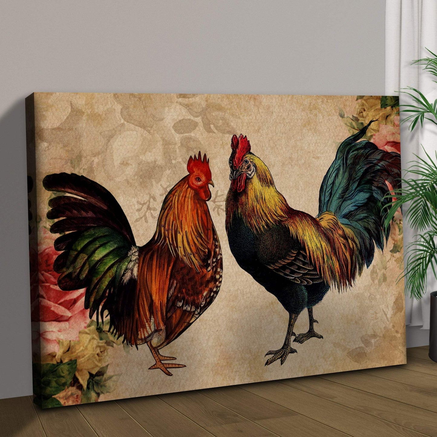 Retro Rooster Chicken Canvas Wall Art - Tailored Canvases - Flyclothing LLC