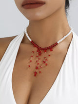 Pearl Beaded Dangle Necklace - Trendsi - Flyclothing LLC