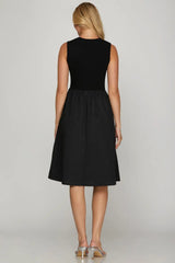 She + Sky Full Size Sleeveless Poplin Woven Midi Dress with Pockets Plus Size - Trendsi - Flyclothing LLC