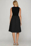 She + Sky Full Size Sleeveless Poplin Woven Midi Dress with Pockets Plus Size - Trendsi