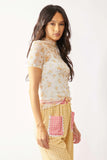 Davi & Dani Loose Turtle Neck Lace Mesh Lace Sheer Top - Trendsi