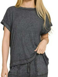 Zenana Ribbed Acid Wash Rayon Top & Pants Set - Trendsi - Flyclothing LLC