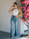 Frayed Hem High-Waisted Wide Leg Jeans - Trendsi - Flyclothing LLC