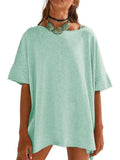 Oversized Round Neck Drop-Shoulder T-Shirt - Trendsi - Flyclothing LLC