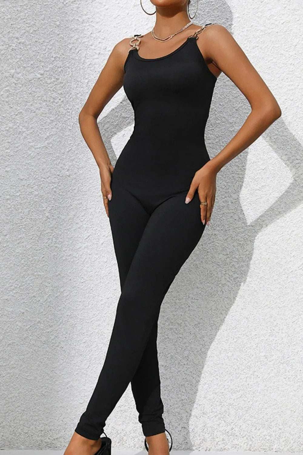 Scoop Neck Wide Strap Skinny Jumpsuit - Trendsi - Flyclothing LLC