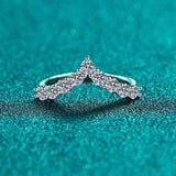 925 Sterling Silver Moissanite V Shape Ring - Trendsi - Flyclothing LLC
