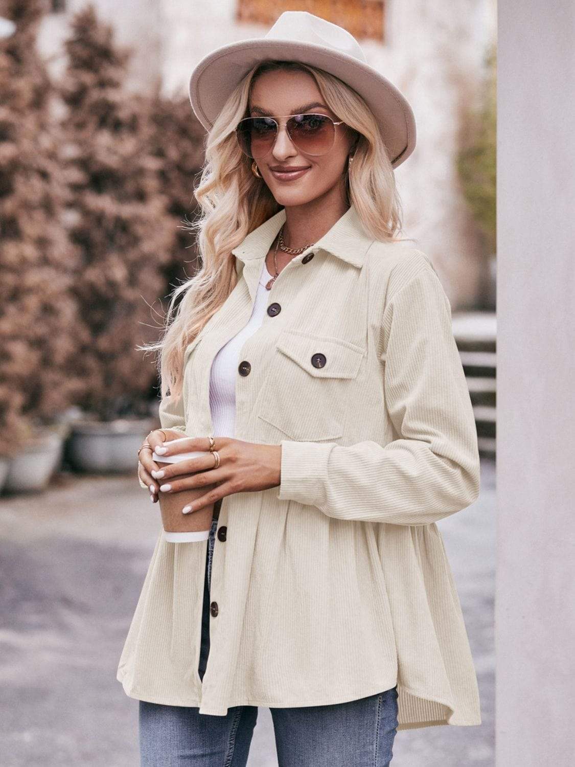 Mandy Collared Neck Long Sleeve Shirt - Trendsi - Flyclothing LLC