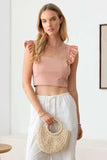 Le Lis Ruffled Cap Sleeve Square Neck Crop Top - Trendsi - Flyclothing LLC