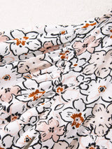 Floral Print Frilled Puff Sleeve Button Down Shirt - Trendsi - Flyclothing LLC