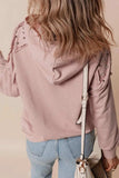 Rivet Drawstring Long Sleeve Hoodie - Trendsi - Flyclothing LLC