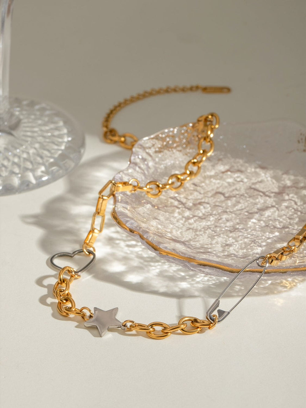 Stainless Steel Star Heart Necklace - Trendsi