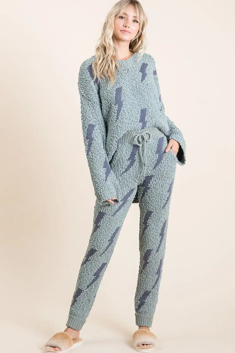 BiBi Cozy Soft Hairy Popcorn Sweater Pants - Trendsi - Flyclothing LLC