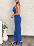 Backless Lace Up Back Sleeveless Maxi Dress - Trendsi - Flyclothing LLC